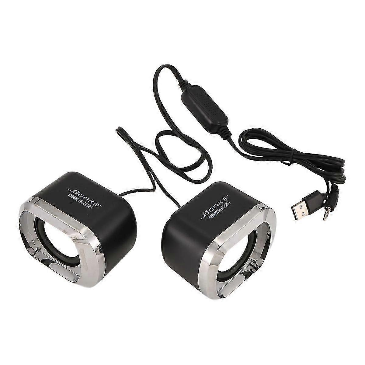 USB 2.0 Notebook Speakers Wired Stereo Mini Computer Speaker black