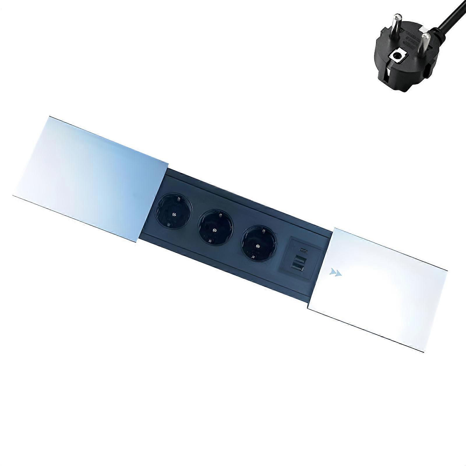 Desktop Integrated Outlet Embedded Socket for Slide Cover Operation 3 220v Socket and Double USB Port  yin