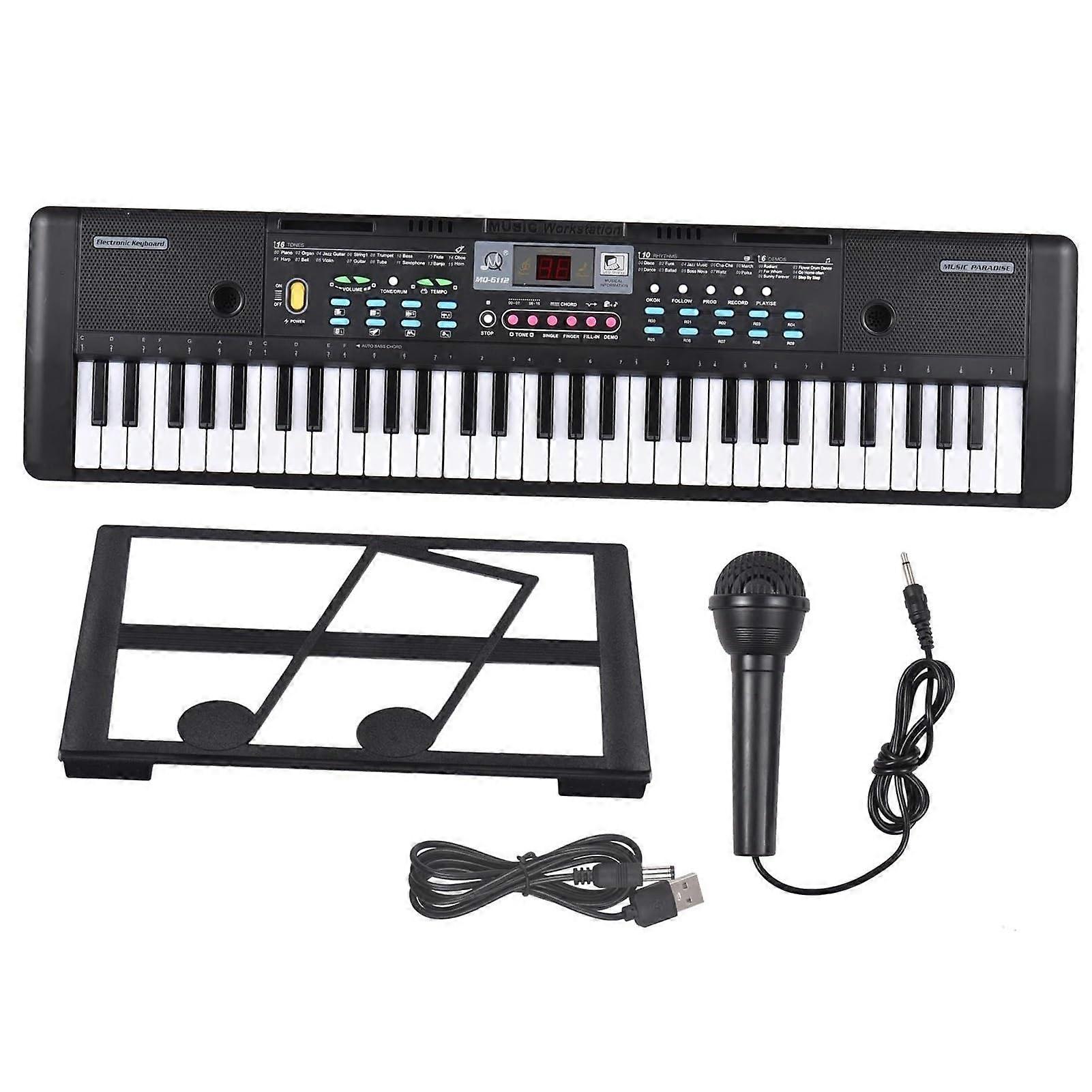 Electronic Keyboard 61 Keys FullSize Digital Piano with USB, Learning Modes and Microphone
