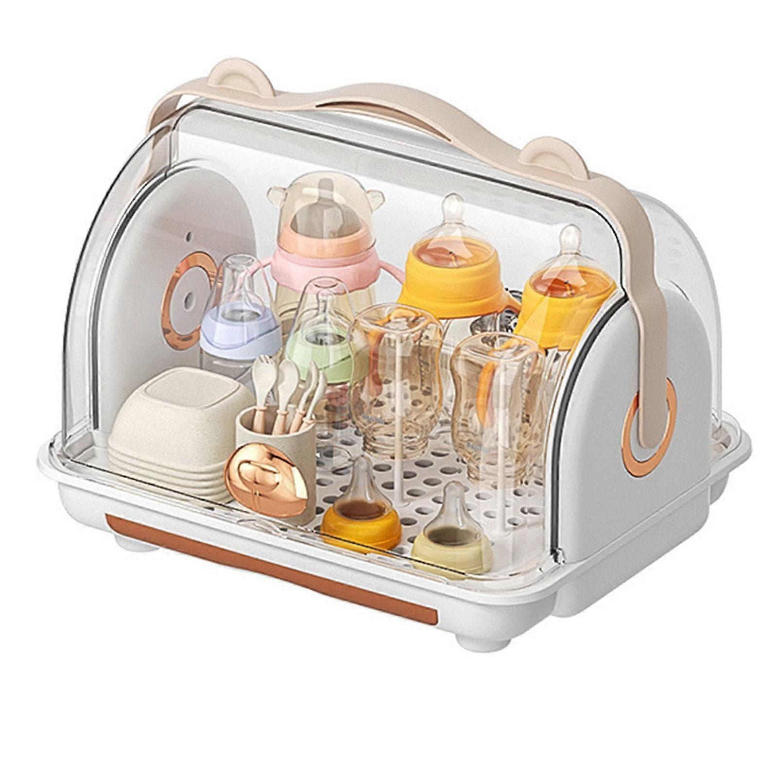 Baby Bottle Drying Rack with BuiltIn Drain and Storage Box, SpaceSaving Kitchen Organizer