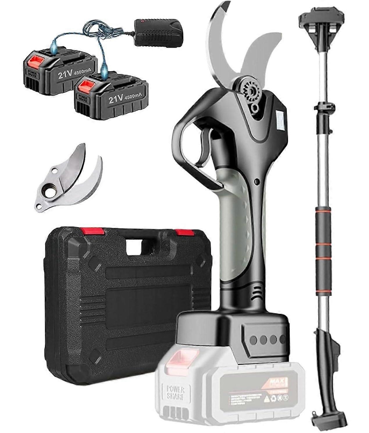 21V Cordless Electric Pruning Shears with Brushless Motor, Extendable Pole, SK5 Blades, LCD Display