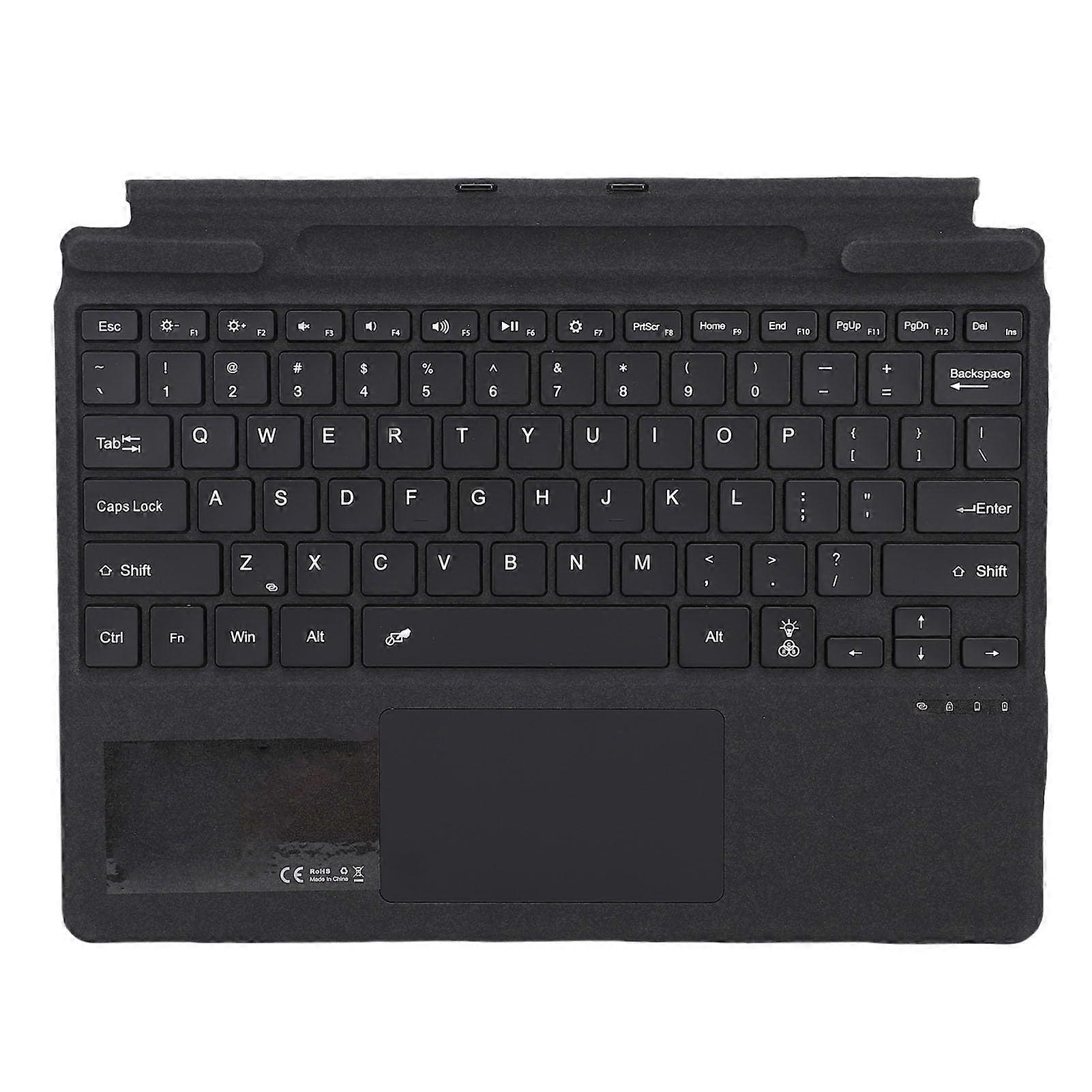Wireless Bluetooth Keyboard with Touchpad and RGB Backlight for Surface Pro 8 9 10 11 X Black