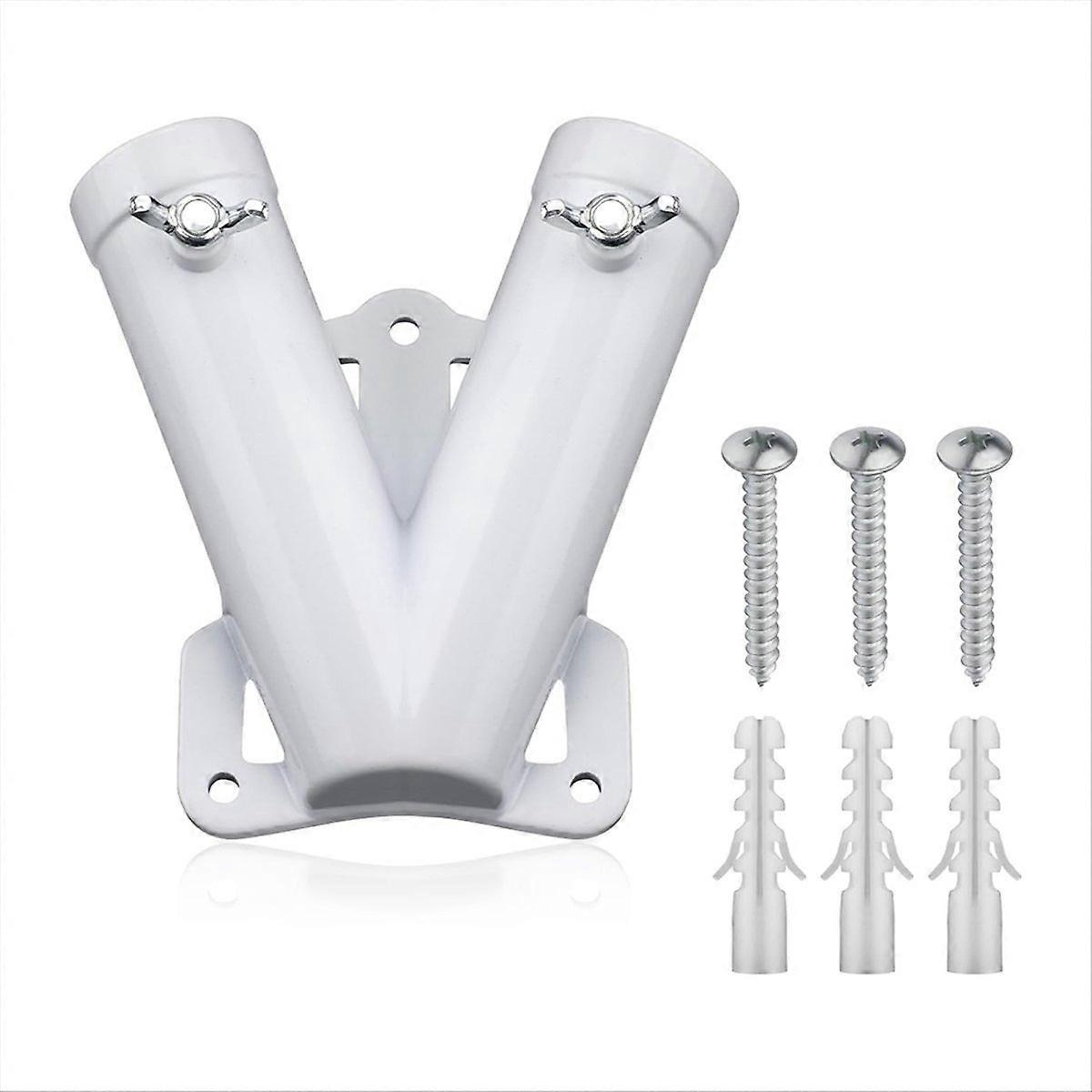 Double FlagPole Bracket Holder, V Shape Flagpole Wall Mount Bracket