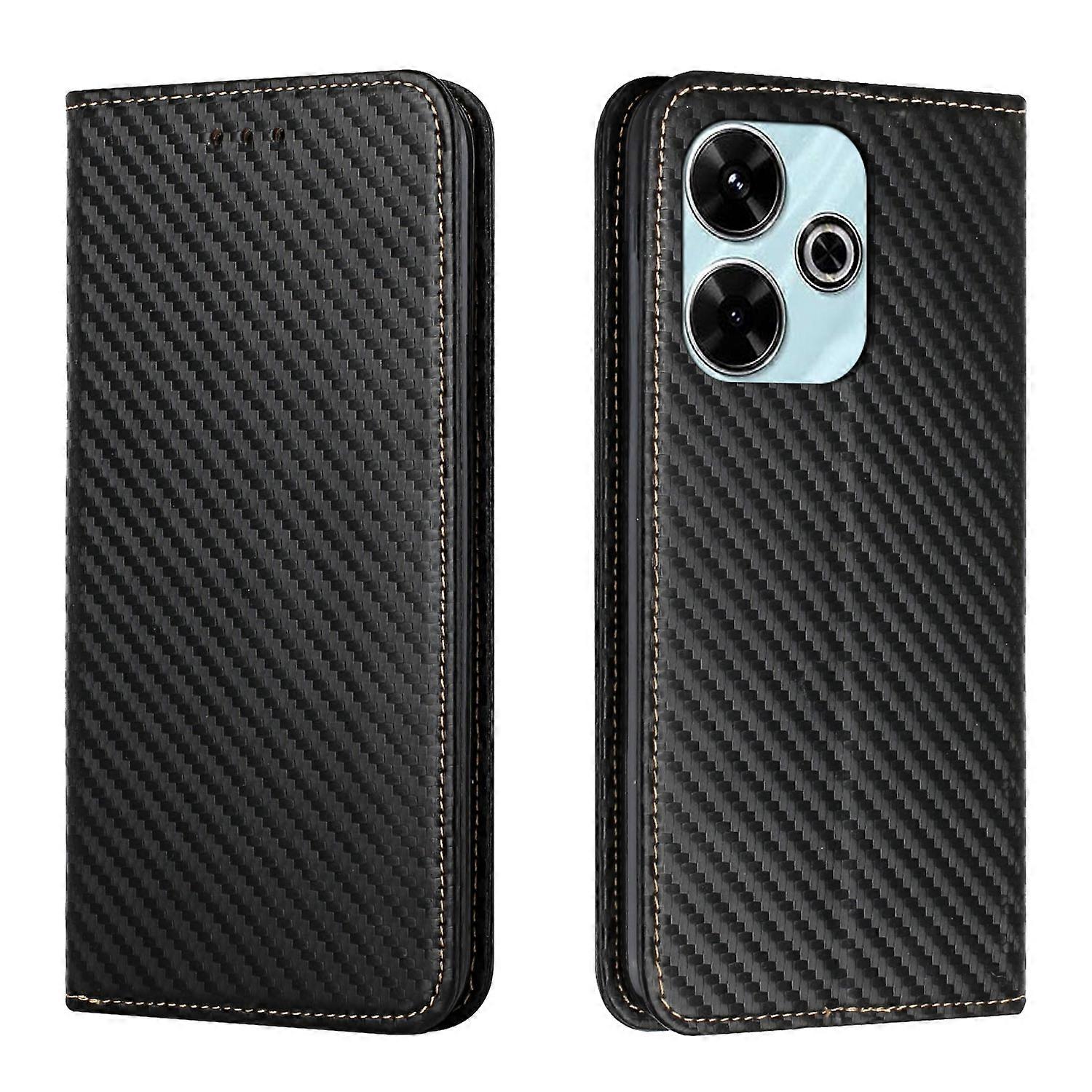 Kolfiber Textur Magnetisk Flip Läder Telefonfodral