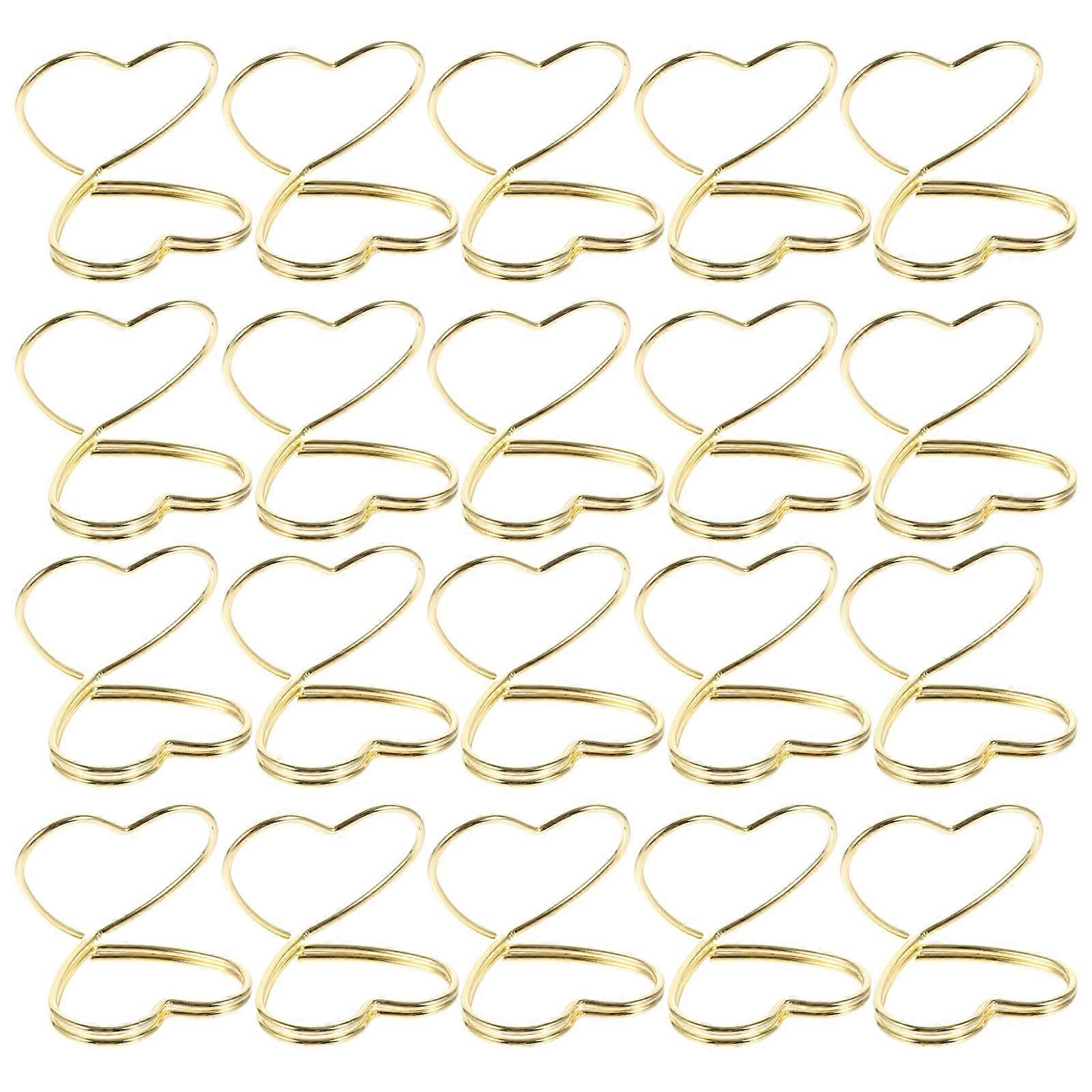Heart Shape Note Clips Steel Wire for Clipping Things 20Pcs Golden
