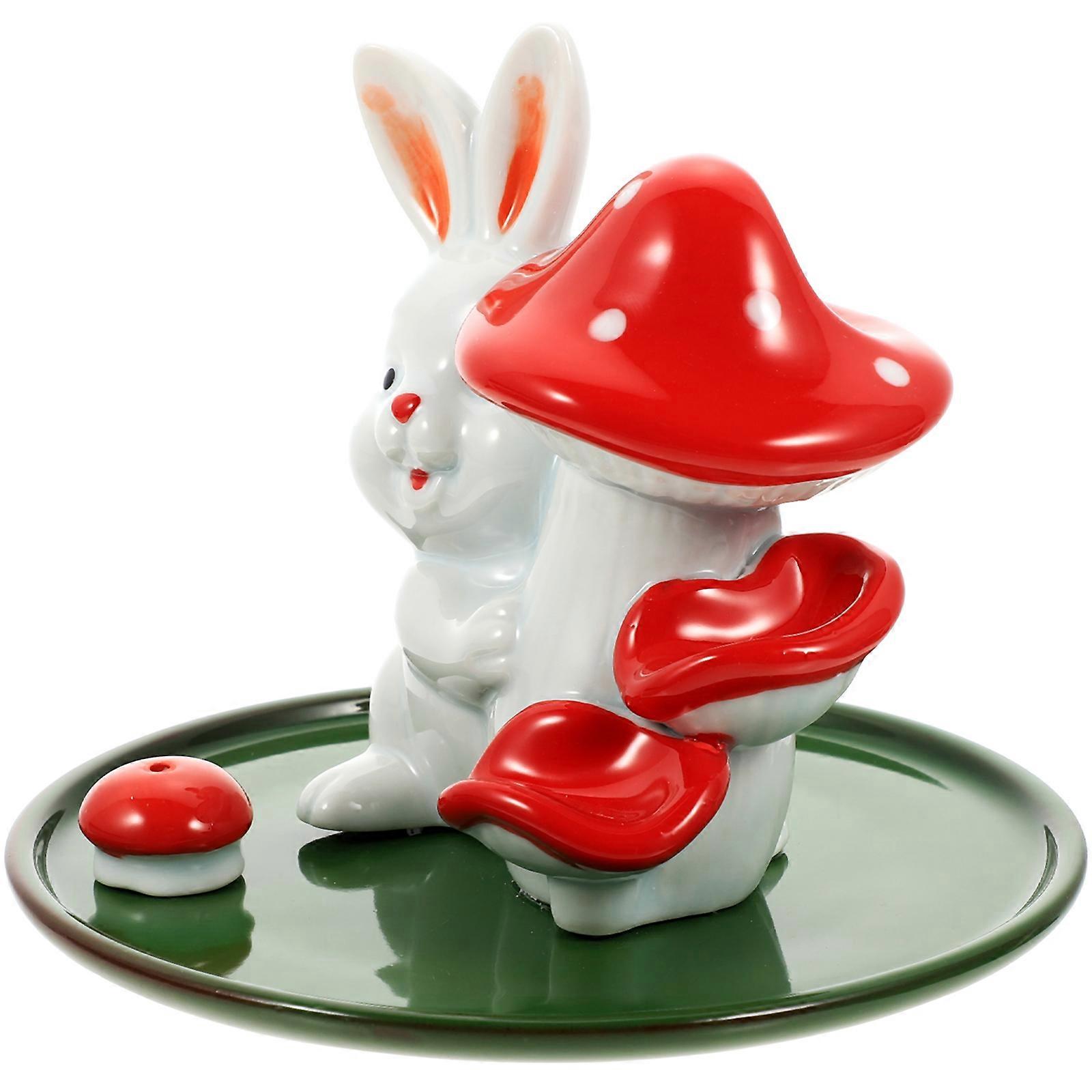Ceramic Backflow Incense Burner for Relaxation with Rabbit Shape