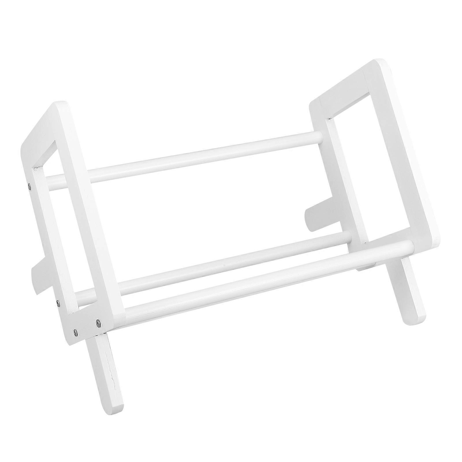 White Bamboo Book Rack for Display with 3Pcs Multi-Function Desktop Stand