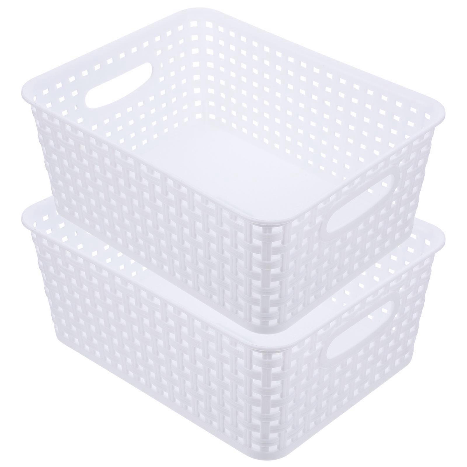 Storage Basket Organizing Baskets for Desktop Use 2Pcs White