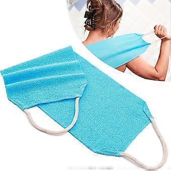 Exfoliating Back Scrubber for Shower or Bath, Exfoliating Body Scrubber, Stretchy Exfoliating Washcloth with Handles, 8 in. x 21 in., Blue, 1 Pack