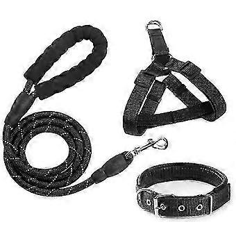Pet Collar Leash Harness Set Adjustable Long Lead 63" Heavy Duty Training Set 3 Pack