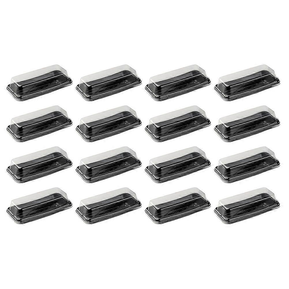 Black Cake Box for Bread Use with Transparent Cover 16Pcs Set