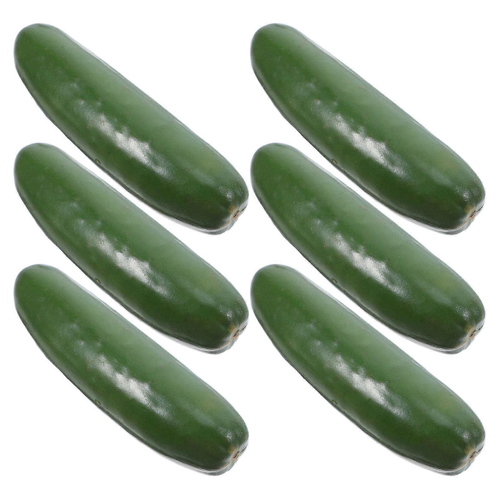 Plastic Artificial Green Cucumber for Playing Simulation 6Pcs Collection