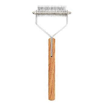 Pet Undercoat Rake Brush Double Sided Knots Removal Massage Wood Handle Pet Deshedding Comb compatible with Dog Puppy Cat