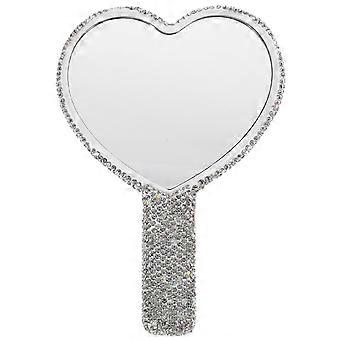 Heart Shaped Mirror Rhinestone Purse Mirror Compact Travel Mirror Handheld Mirror With Handle
