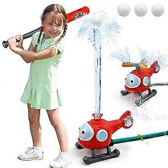 2-in-1 Outdoor Water Spray Sprinkler & Tee Ball Set - Fun Backyard Helicopter Sprinkler for Kids!