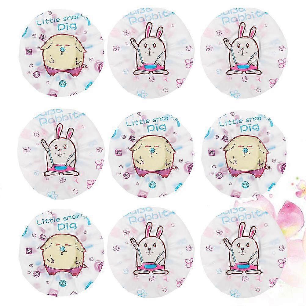 Shower Hat Bath Caps compatible withBathing Use 9Pcs Waterproof Assorted Color
