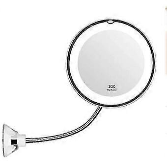 XYYC-Flexible magnifying mirror with LED light, 10x magnification, powerful suction cup - lighted makeup mirror with anti-glare lighting