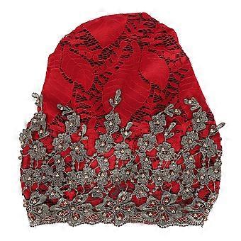 Slouchy Bonnet Mode Décontractée Dentelle Perlée Respirant Lâche Paresseux Chimique Bonnet pour FemmesRouge Foncé