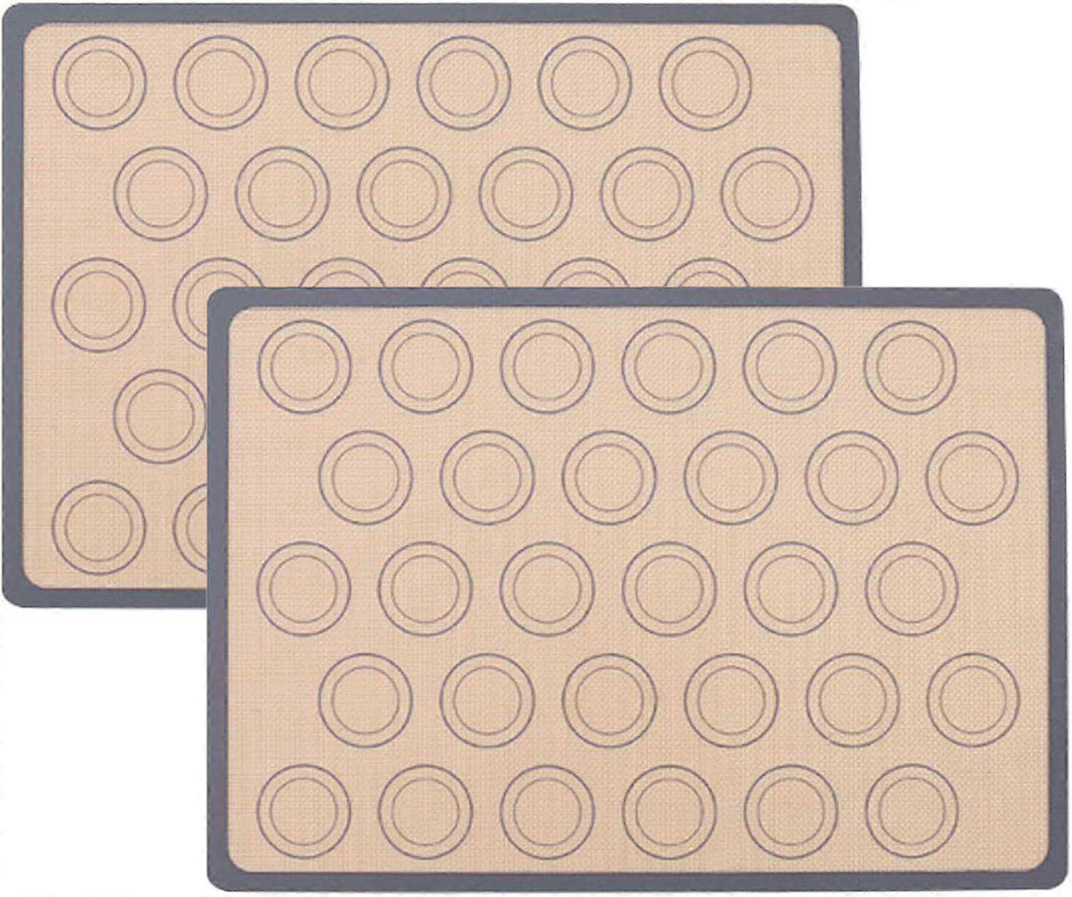 2-Piece Macaron Baking Mat Set, Rectangular Silicone Baking Mat, Silicone Macaron Baking Mats in Gray