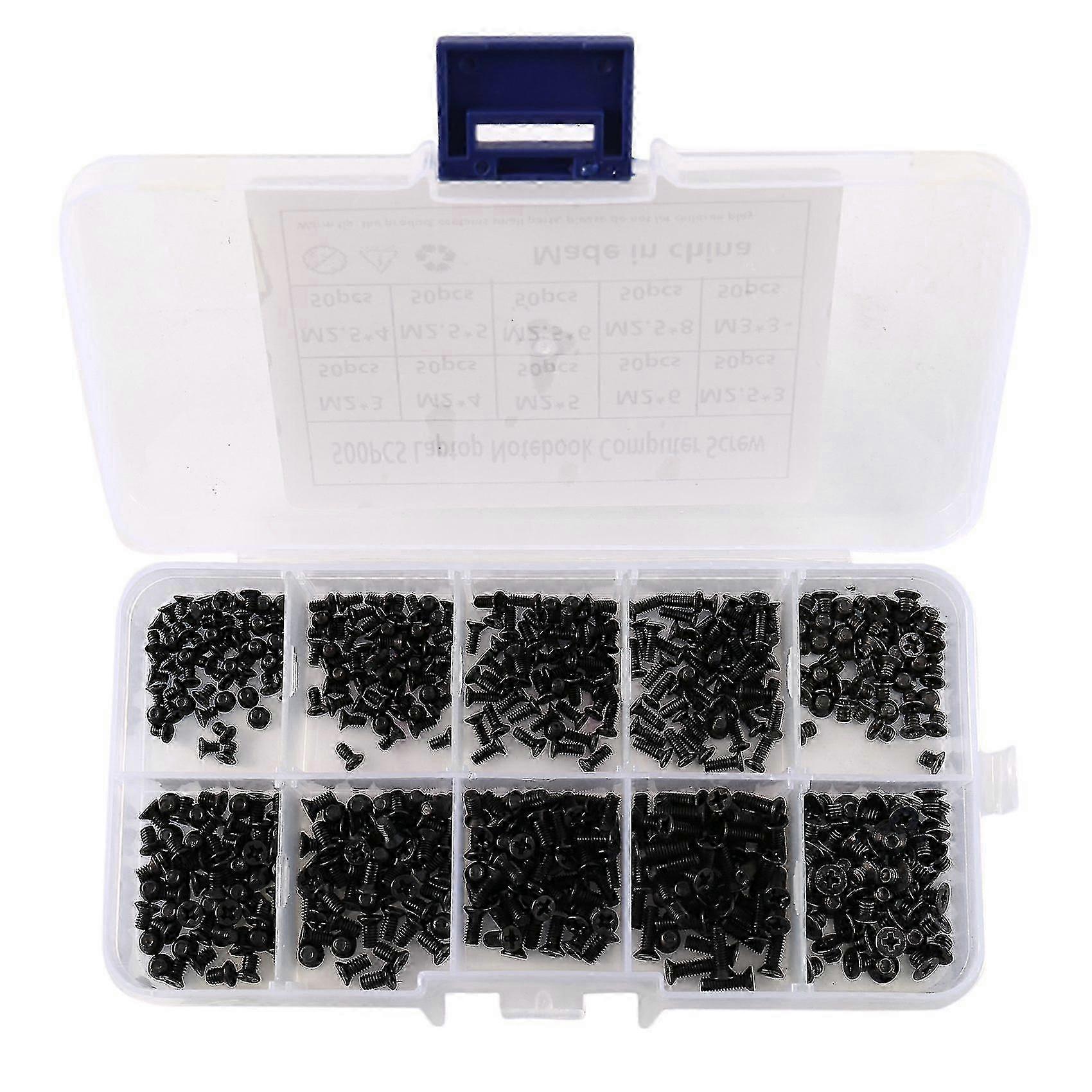 500pcs M2 M2.5 Km Screws Kit Flat Head Compatible with Laptop Notebook Computer