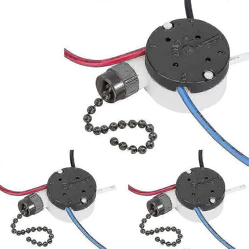 3pcs Ceiling Fan Switch Ear Ze-208s E89885 3 Speed 4 Wire Pull Chain Switch Fan Light Switch Replac-tpkl