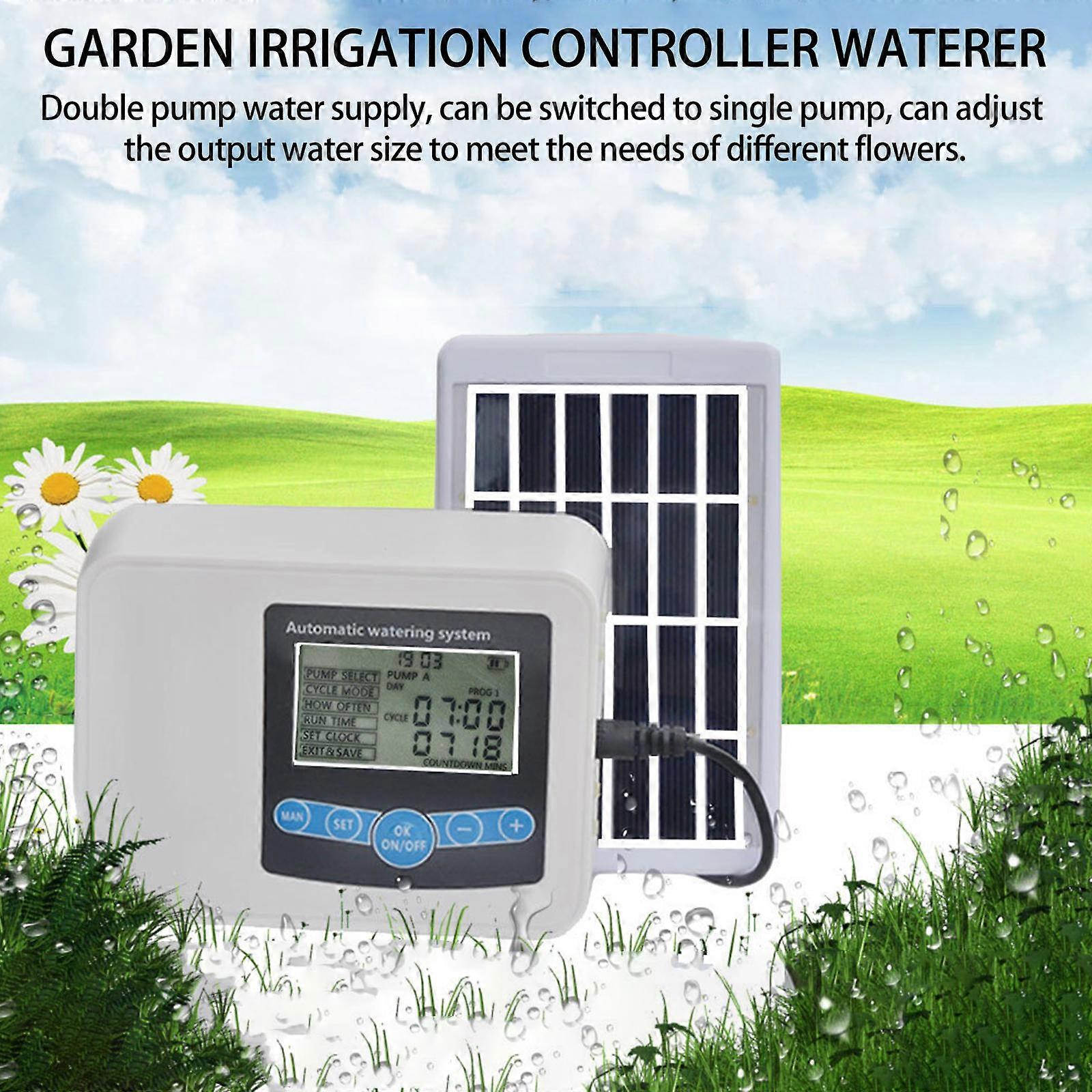 Digital Water Timer Double Pump Watering Timer for 2Sets Lawn Irrigation