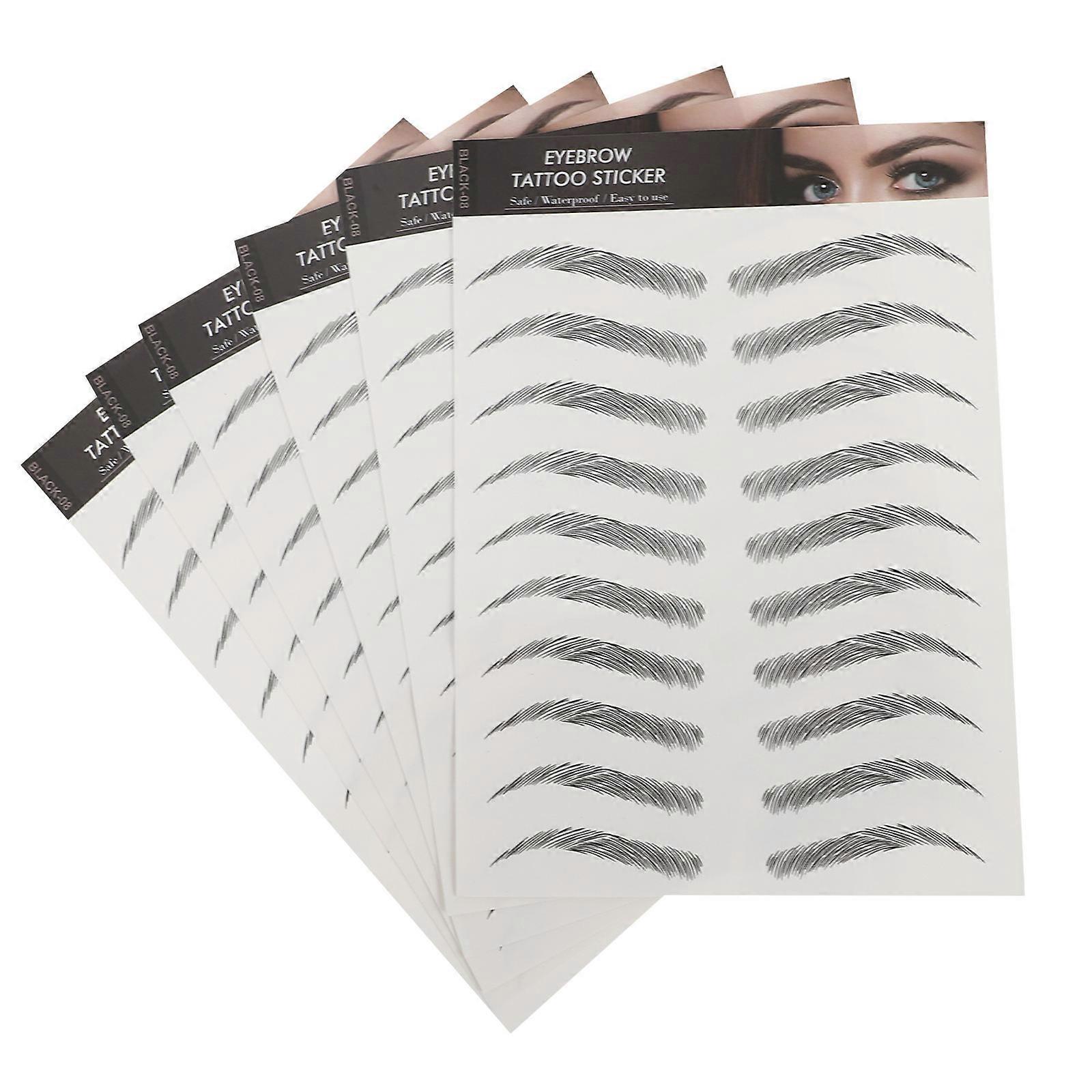 6 Sheets 3D Eyebrows Stickers False Eyebrows Tattoos Temporary Eyebrows Tattoos