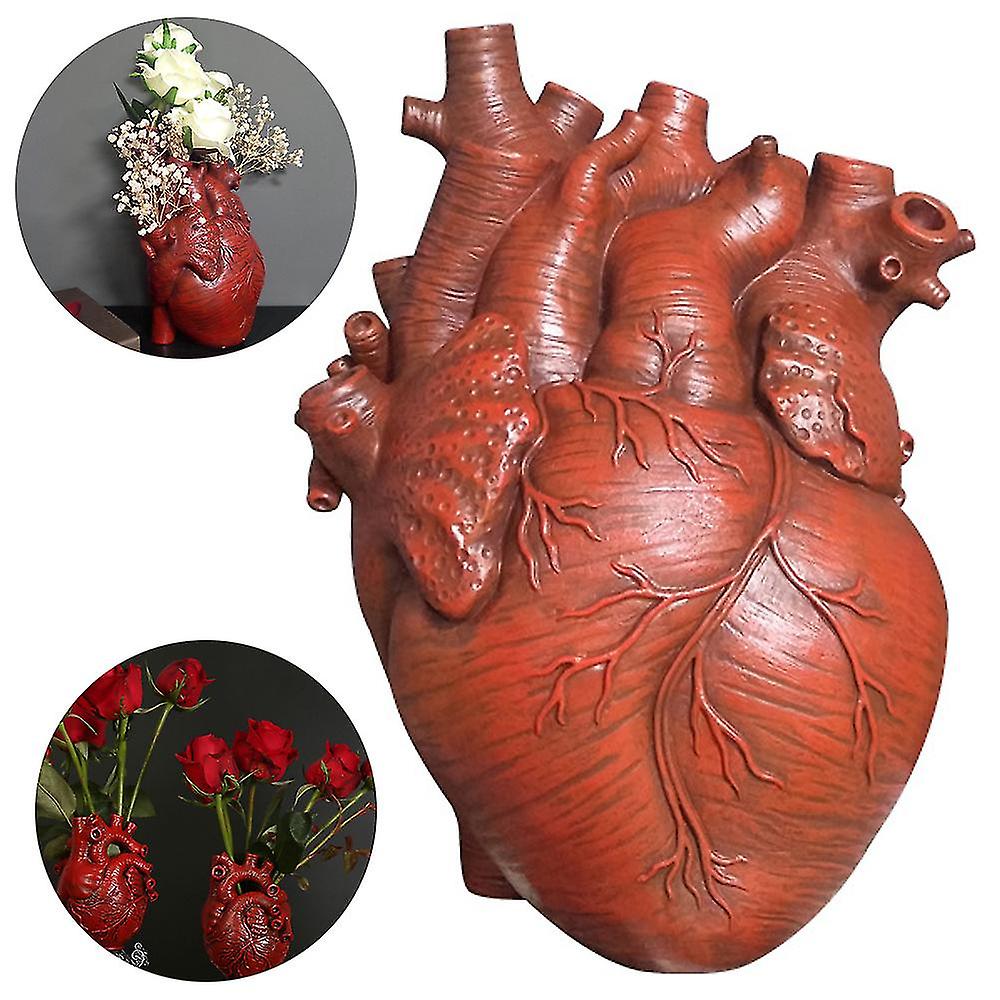 Simulation Hjerteformet vase, Harpiks hjerteformet planter pot, anatomisk orgel blomsterkrukke ornament