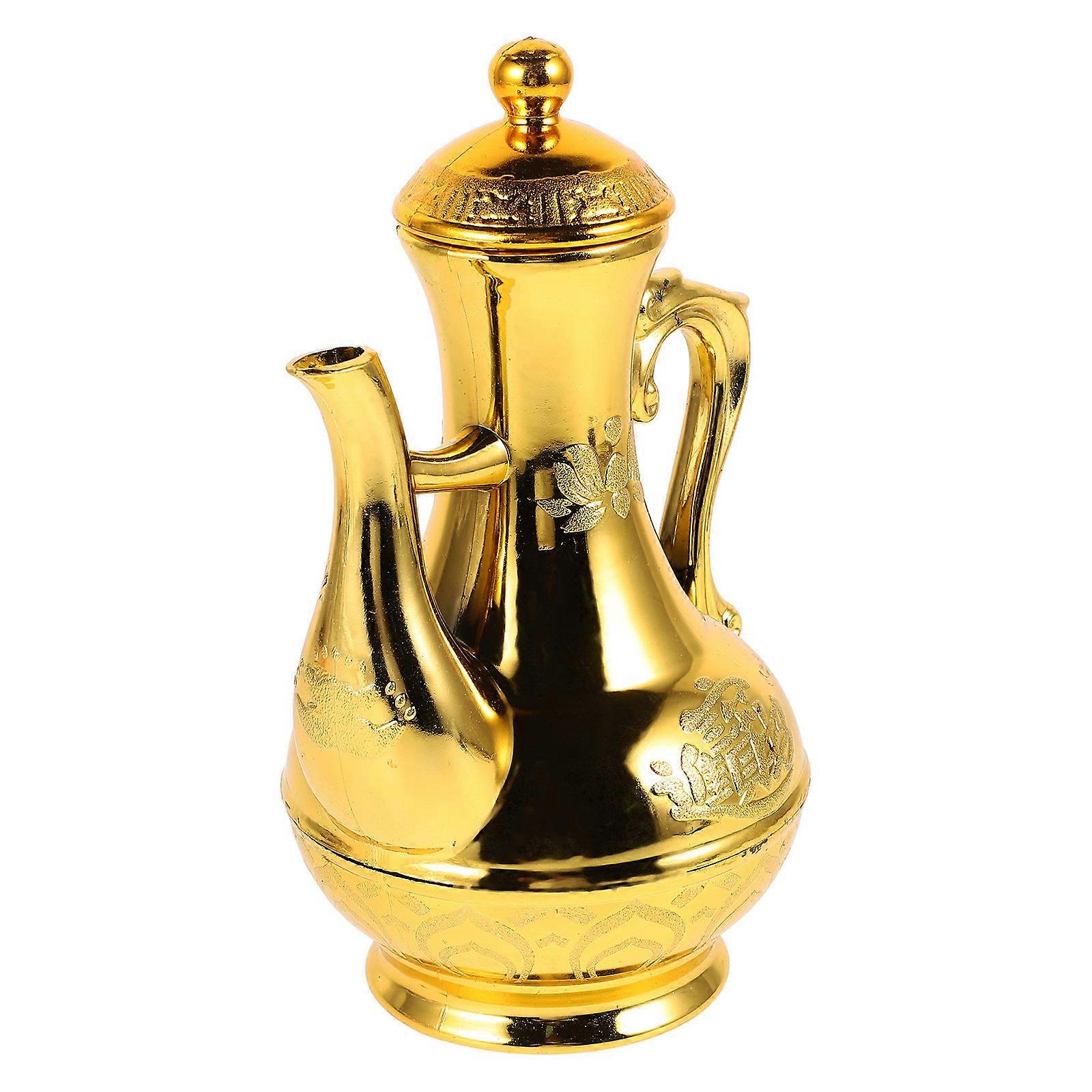 Golden Buddhist Offering Kettle for Drinking Use Plastic Material