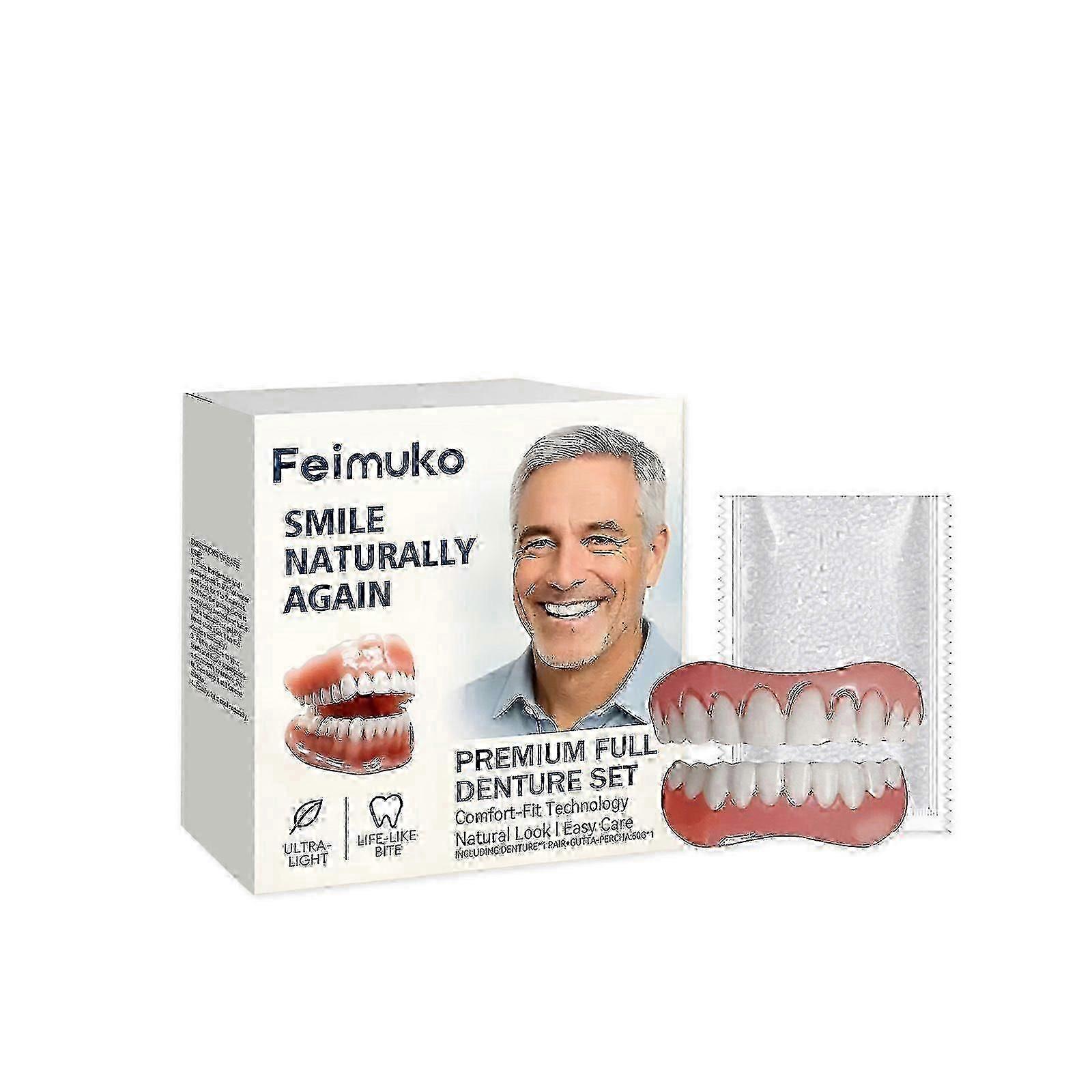 Full Denture Set | Silicone False Teeth | Comfortable Realistic False Teeth | Home Use