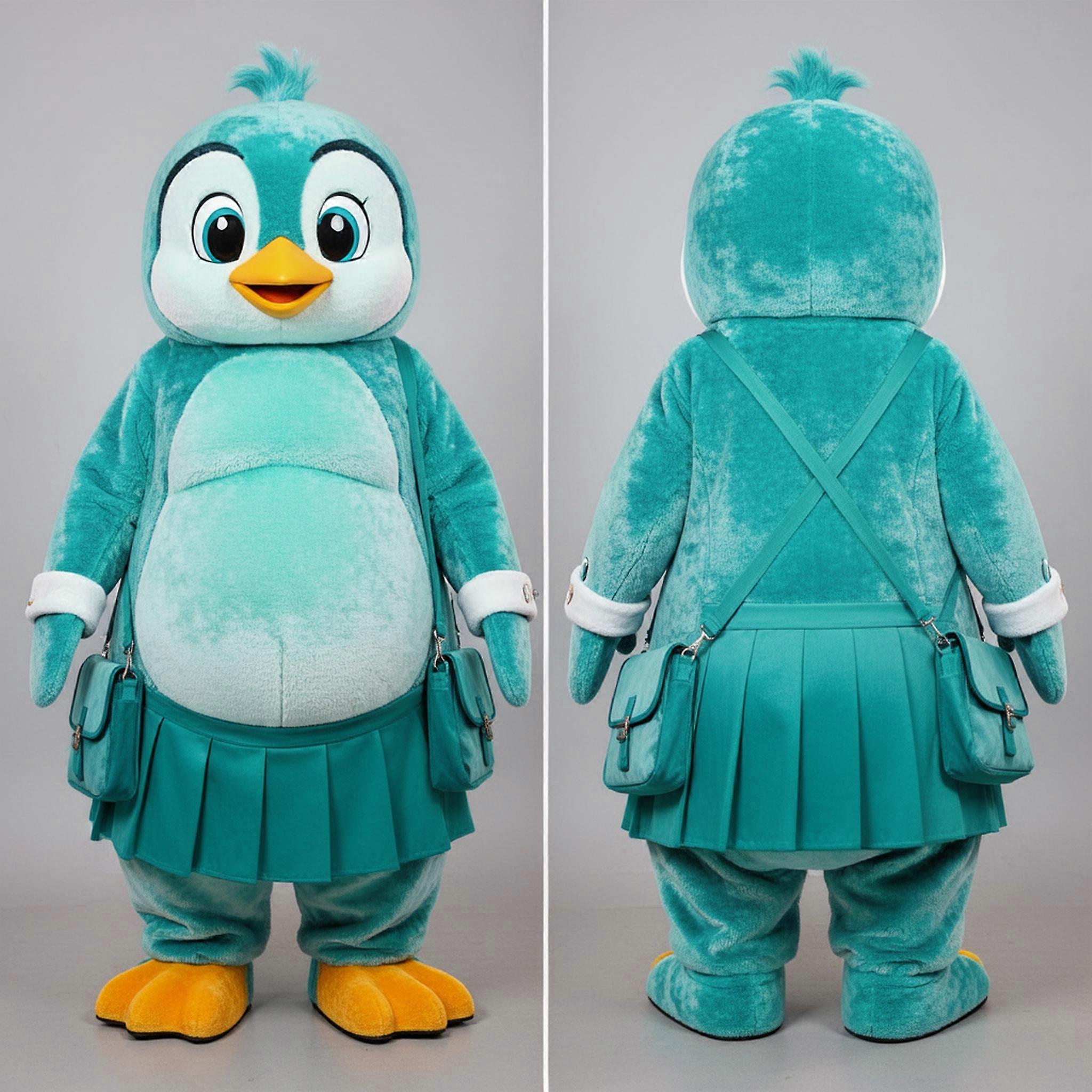MASTICOT Turquoise Plush Penguin Mascot