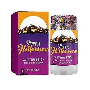 Stick glitter per il corpo di Halloween 15g, glitter per capelli con paillettes nere arancioni viola per costume di Rumi, cosplay e tatuaggi, trucco con glitter grossi per il viso W