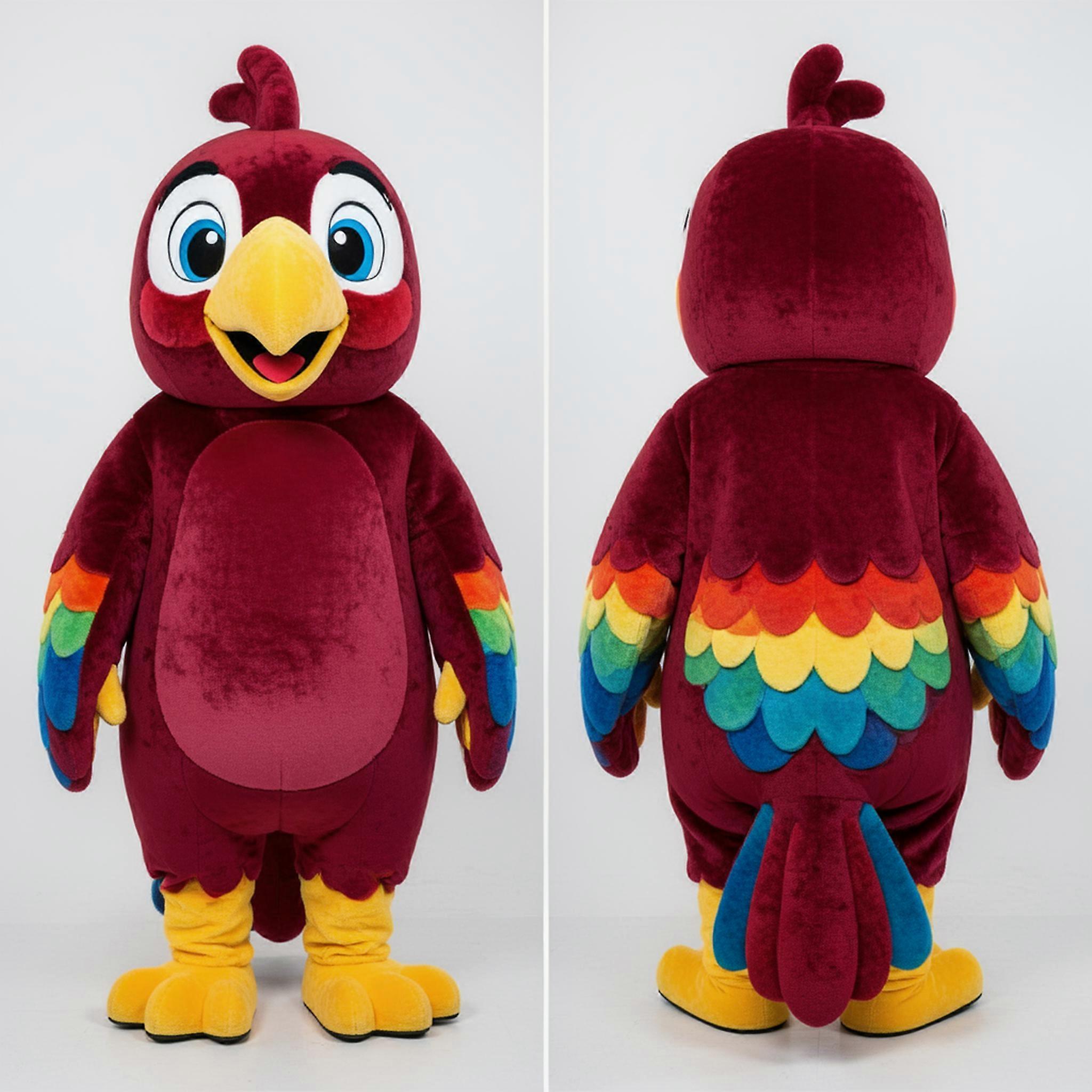MASTICOT Maroon Plum Expressive Parrot Mascot