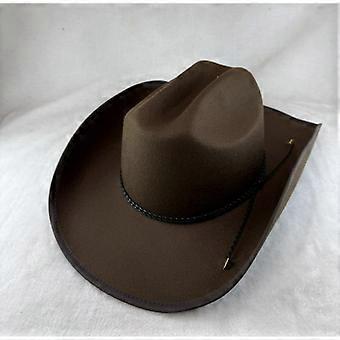 Herren-Ritterhut für Herbst und Winter, Filzhut mit Kuhkopf-Imitat, Western-Cowboyhut mit Schnalle
