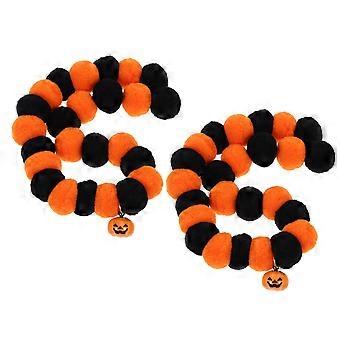 Halloween Themed Cat Collar Pumpkin Bell Design Adjustable Collar 2Pcs