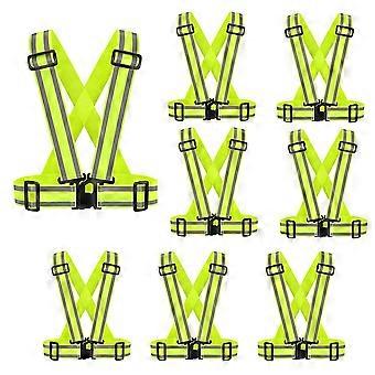 Reflective Safety Vest 8 Pack  Visibility Adjustable Elastic Gear for Running Cycling Men Women