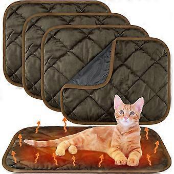 4 Pack Self Heating Cat Pad Self Warming Dog Mat, 16 x 20 Inch, Coffee