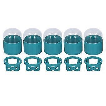 5 Pcs Detachable Makeup Sponge Storage Cases, Multi-functional Stand with Transparent Lids, Green