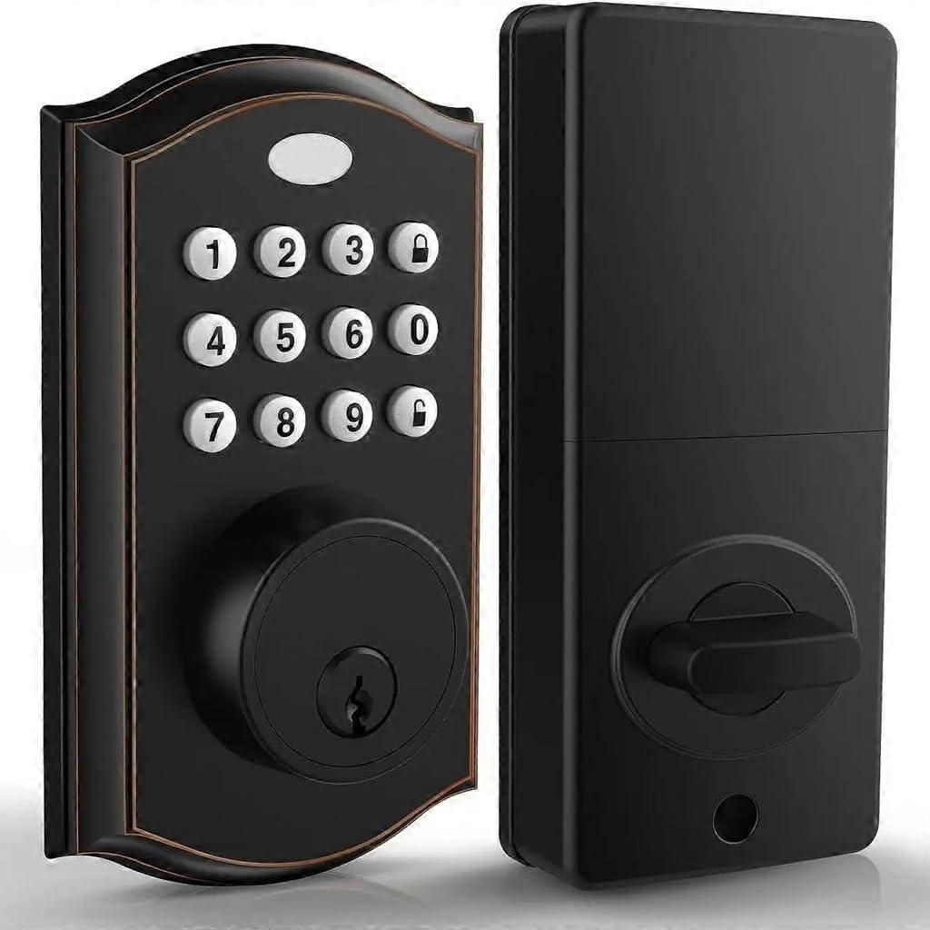 Keyless Entry Door Lock with Keypad, Smart Electronic Door Lock with Auto Lock Function and Mechanical Backup Key