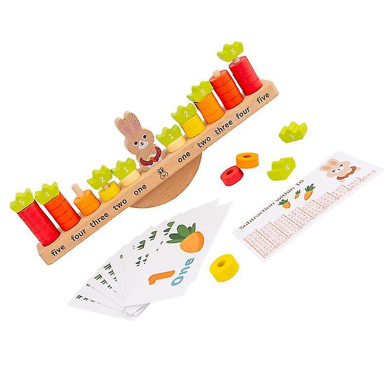 33.2X7.6x3.9cm Assorted Color Reading Toys 1 Set Balance Toy Wooden Balance Counting Rabbit Building