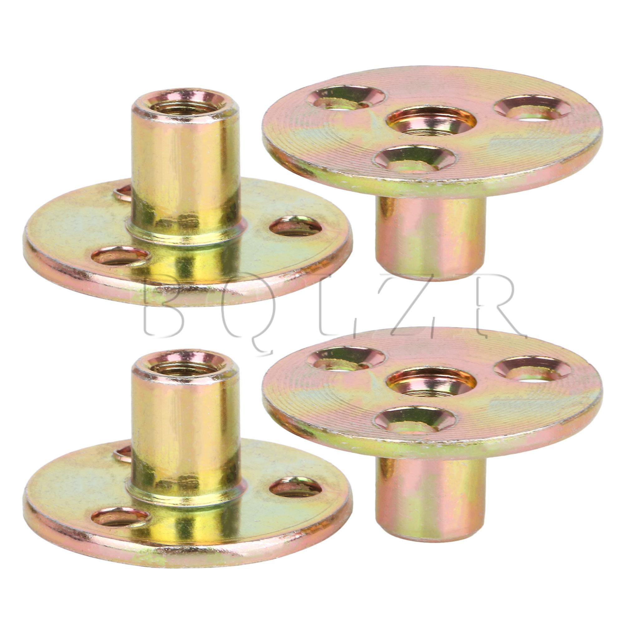 4Pcs Brad Hole Tee Nut M8 Thread Flange Insert Mounting for Furniture