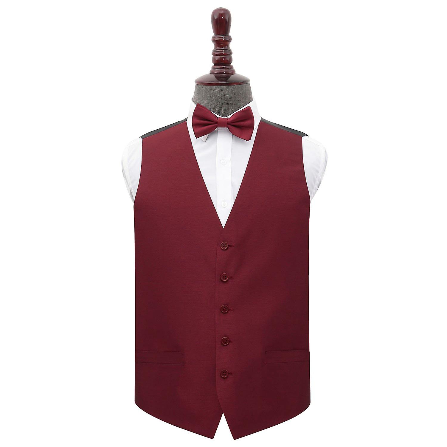 Bourgogne Plain Shantung Bröllopsväst och fluga Set