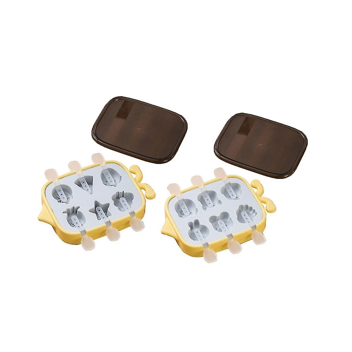 Popsicle Molds Kids Cartoon Popsicle Holder Silicone Jelly Molds Stackable Popsicle Maker With Reusable Sticks(yellow)
