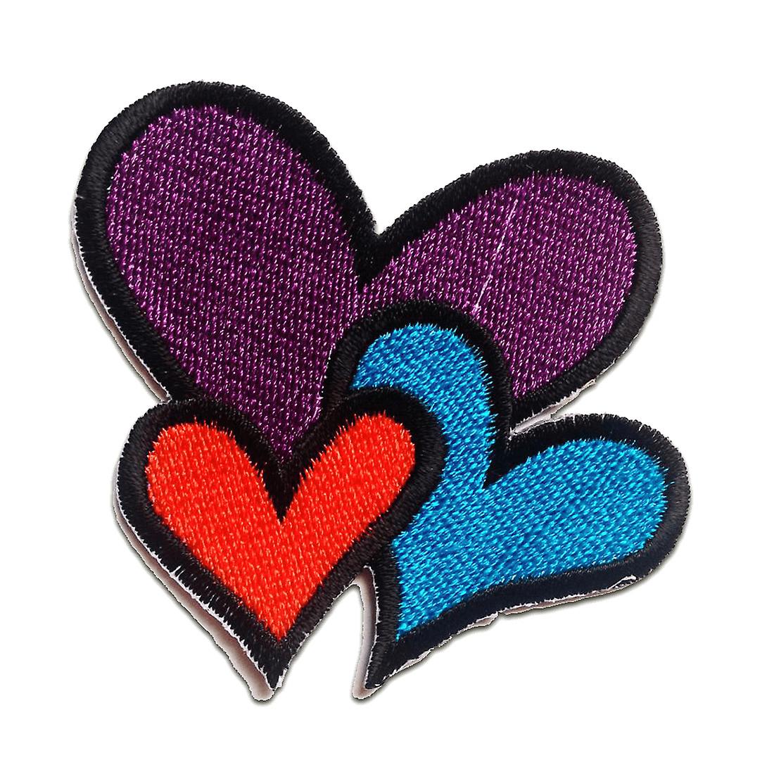 Iron-on patch - heart - colorful - 6.8 x 5.9 - appliqué patch iron-on