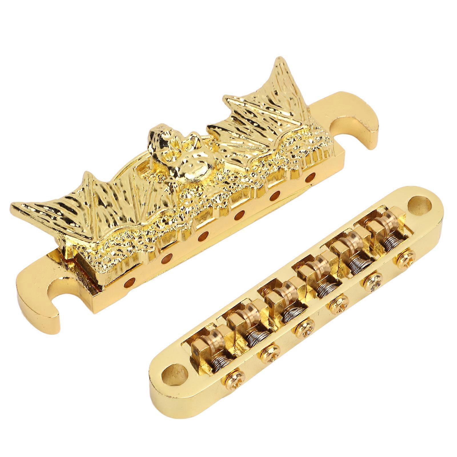 Gold 6-String Guitar Roller Saddle Bridge with 6mm Mount Hole