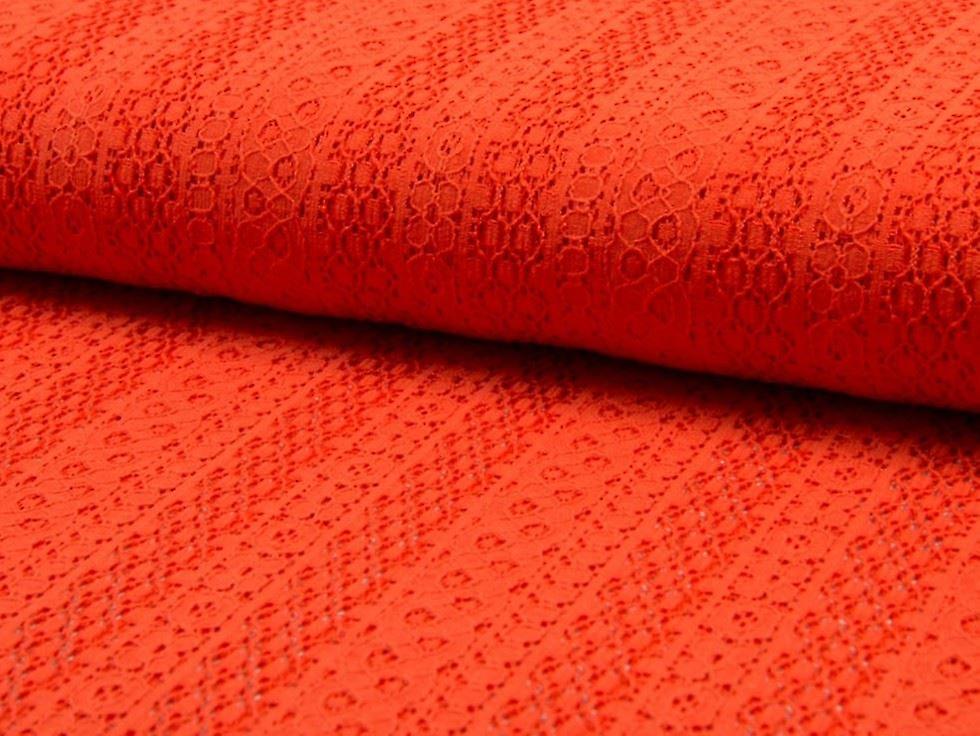 Minerva Jupiter Lace Fabric Orange - per metre