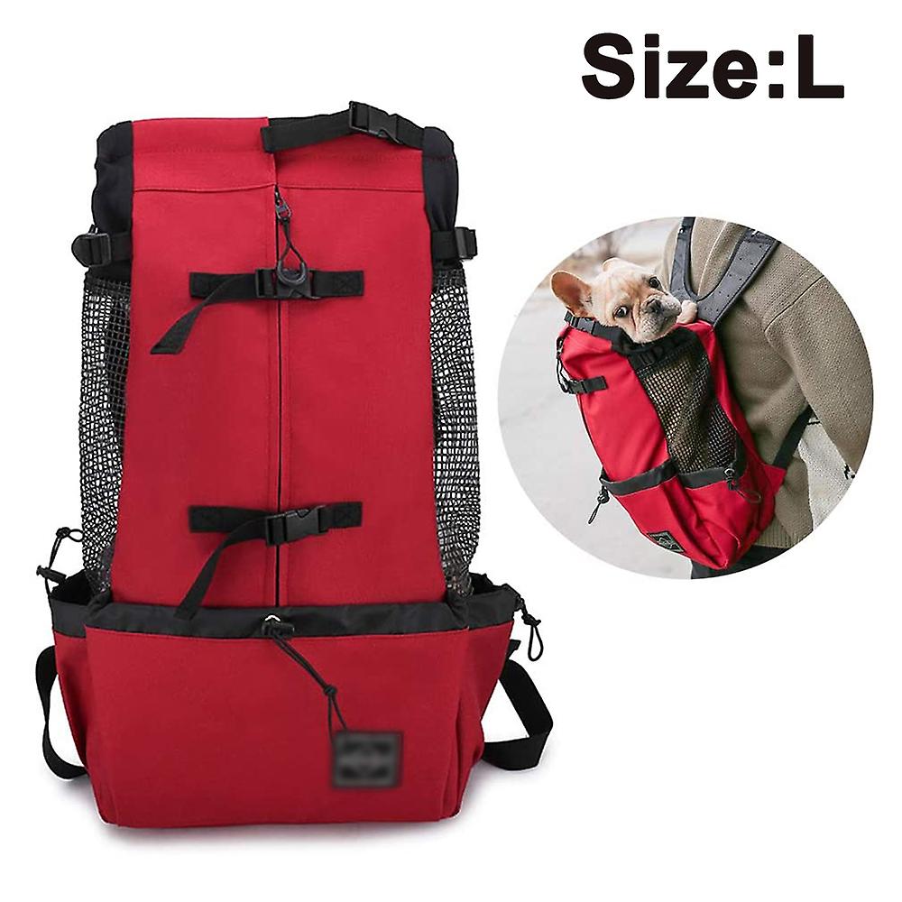 Dog Carrier Backpack For Small And Medium Pets Front Facing Adjustable Dog Backpack Carrier Fully Ventilated-red-l