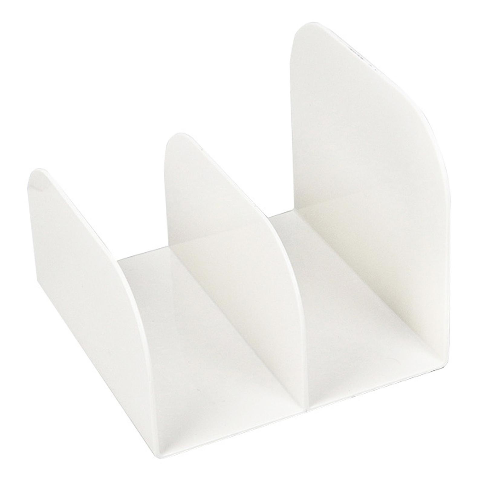 Compact White Plastic Desktop Rack for Organizing Books and Documents