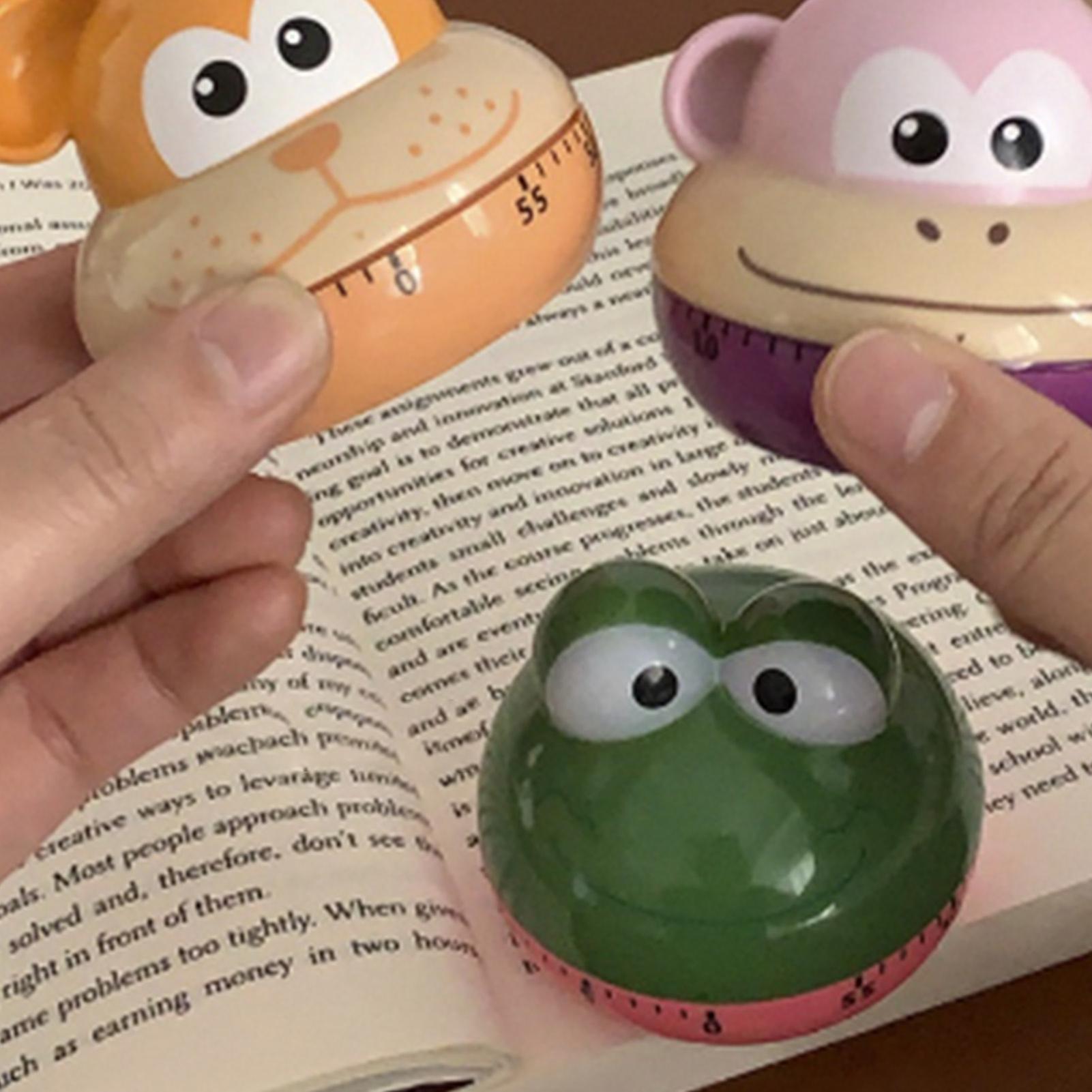 Mechanical Kitchen Timers Cartoon Animal Shape Accurate 60 Minutes Manual Timer for Students Frog 
