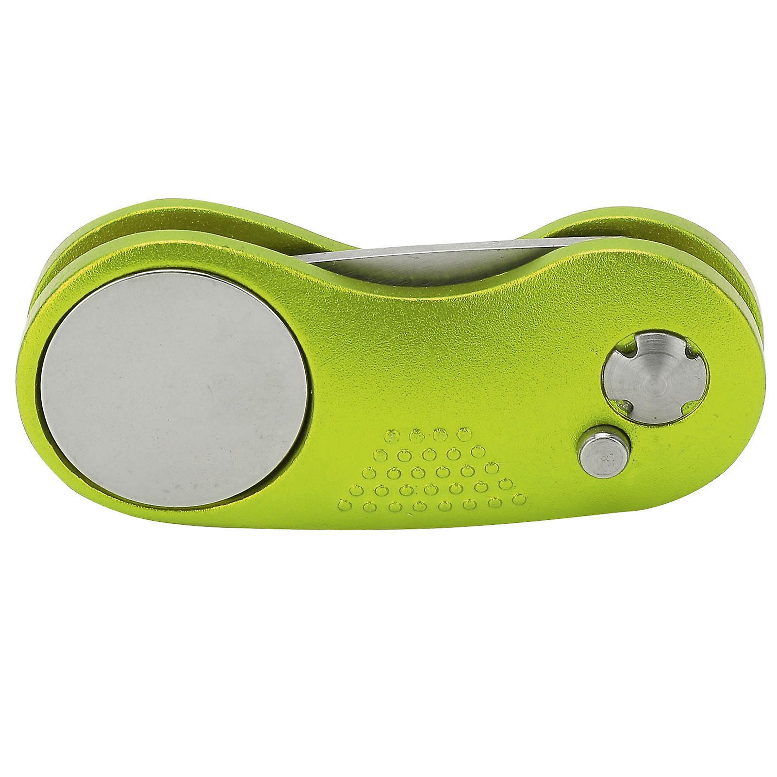 Golf Divot Repair Tool Stainless Golf Fork with Popup Button Putting Green Pitchfork(Lime )